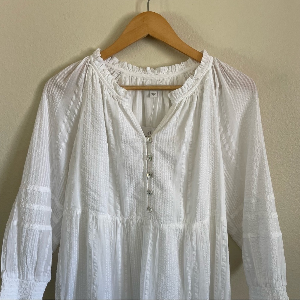 NWT J. Jill Tiered Button Front Dress Ruffle Details White Size XS - Picture 6 of 12